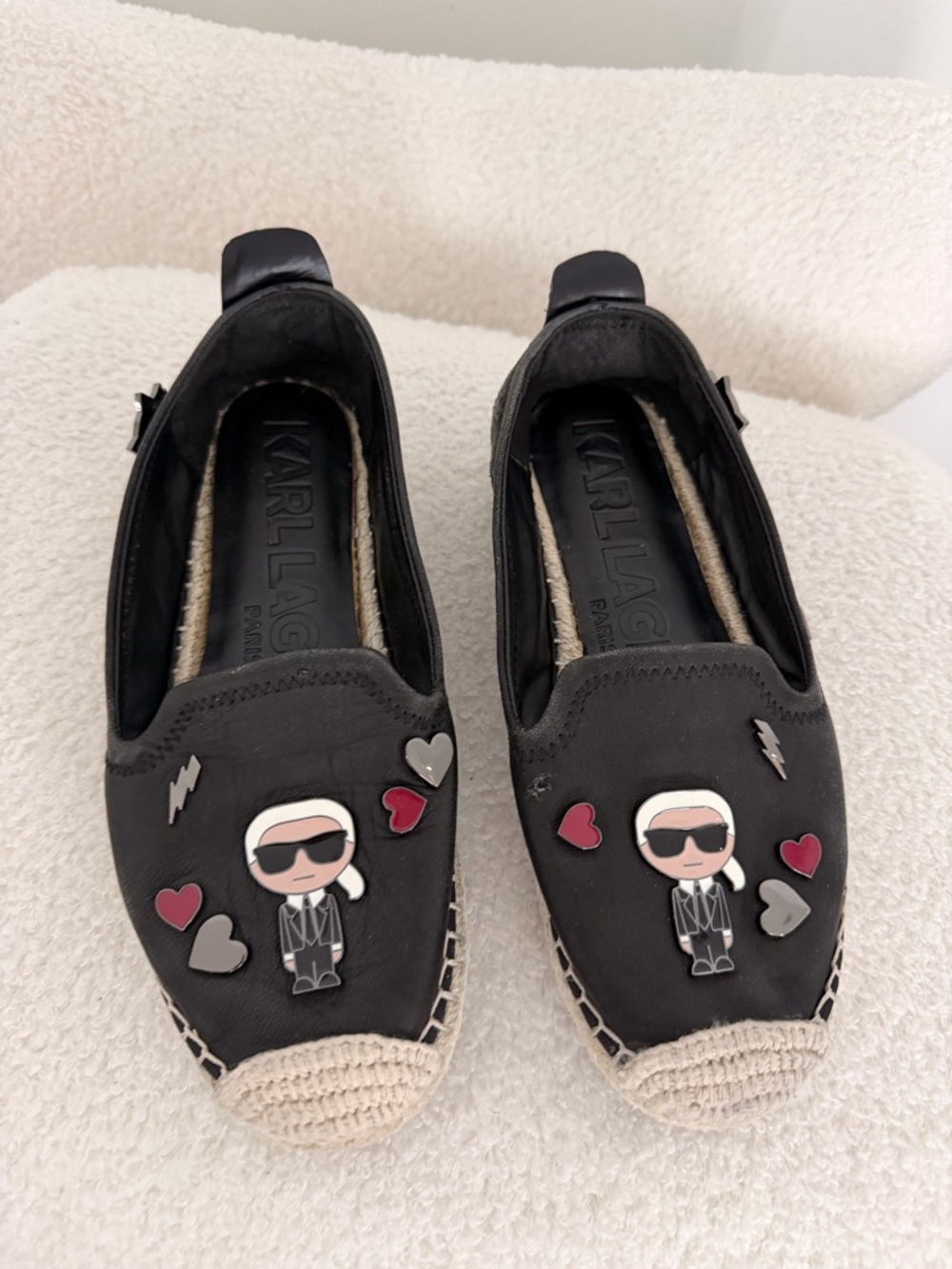 Karl Lagerfeld Black Espadrilles with Enamel Charms